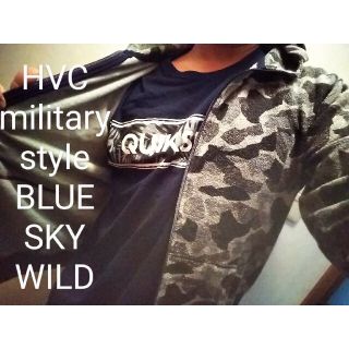 迷彩柄 WILD HVC カモフラージュブラックグレーカラーフルジップパーカー(パーカー)