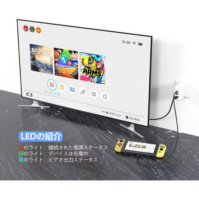 NintendoSwitch3in1充電器TypeCHDMI変換アダプター842 スマホ/家電/カメラのPC/タブレット(PC周辺機器)の商品写真