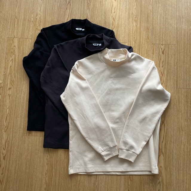 UNIQLO(ユニクロ)のUNIQLO U モックネックプルオーバー　3枚セット　Lサイズ メンズのトップス(Tシャツ/カットソー(七分/長袖))の商品写真
