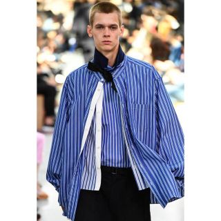 希少　sacai サカイ　デニム　シャツ　ドッキング　変形　ブラウス　ストライプ