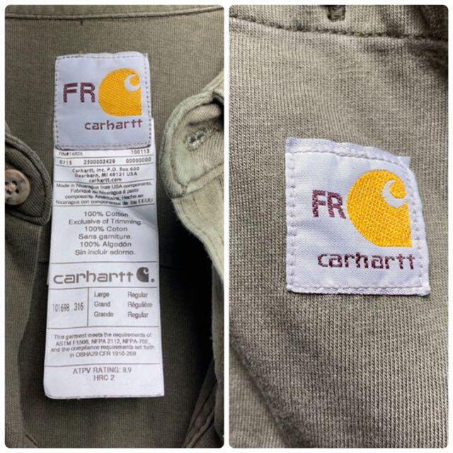 carhartt(カーハート)のCarharttFRカーハートロゴ入長袖シャツxlxxlメンズ古着カーキオリーブ メンズのトップス(シャツ)の商品写真