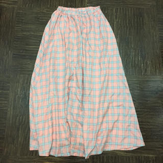【セール品】ピンク✖️水色チェックロングスカート(ロングスカート)