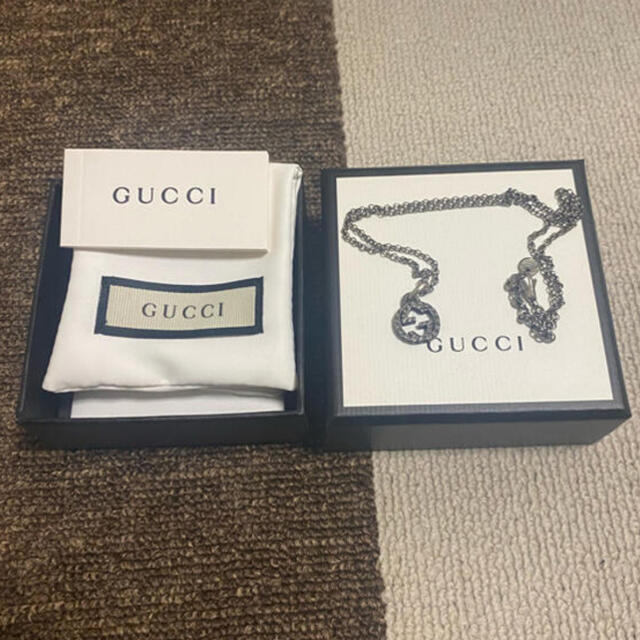 美品 GUCCI ネックレスインターロッキング 燻仕様 数量限定商品 メンズ