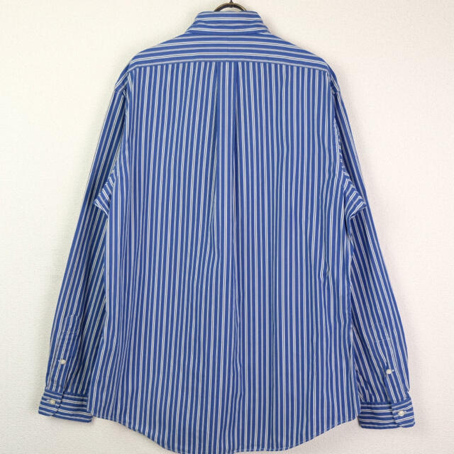 90s USA　ラルフローレン　ストライプ　BDシャツ　青×白×紺　L 4