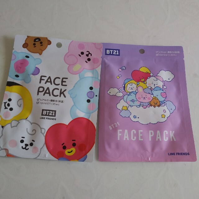 防弾少年団(BTS)(ボウダンショウネンダン)の★新品★BT21★フェイスパック★２枚。 コスメ/美容のスキンケア/基礎化粧品(パック/フェイスマスク)の商品写真