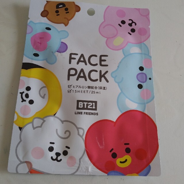 防弾少年団(BTS)(ボウダンショウネンダン)の★新品★BT21★フェイスパック★２枚。 コスメ/美容のスキンケア/基礎化粧品(パック/フェイスマスク)の商品写真