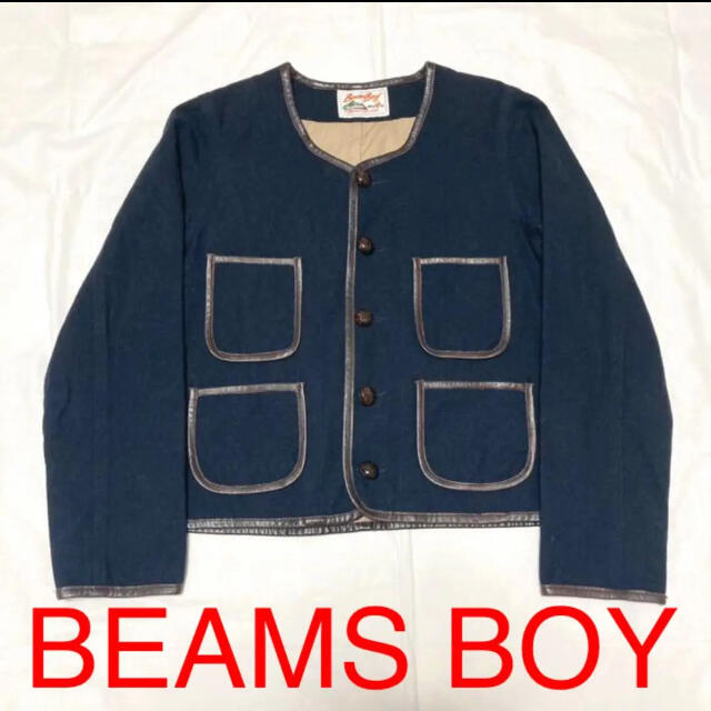 BEAMS BOY(ビームスボーイ)のBEAMS BOY レザーパイピングウールハンティングジャケット レディースのジャケット/アウター(ノーカラージャケット)の商品写真