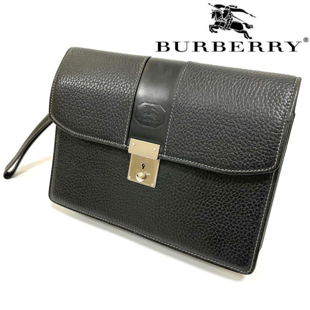 BURBERRY(バーバリー)の【美品】Burberry セカンドバック ノバチェック クラッチバック レザー黒 メンズのバッグ(セカンドバッグ/クラッチバッグ)の商品写真
