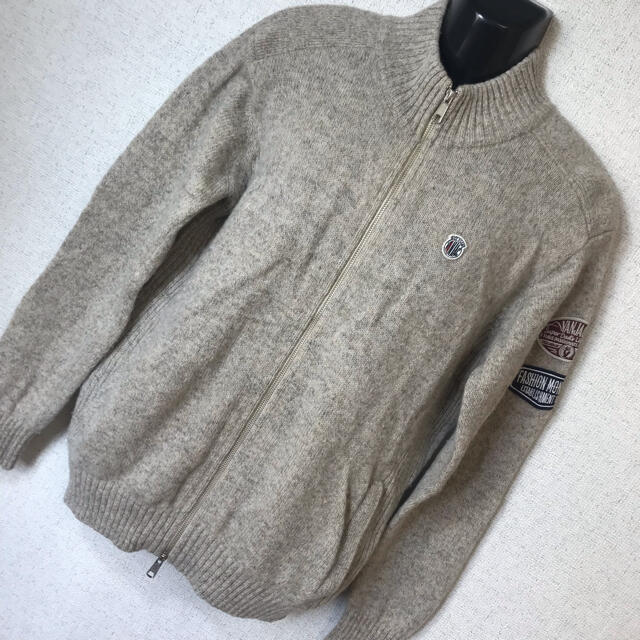 90's VAN JAC ゆるダボ フルジップ ロゴ刺繍 ニット セーター　XLA-16