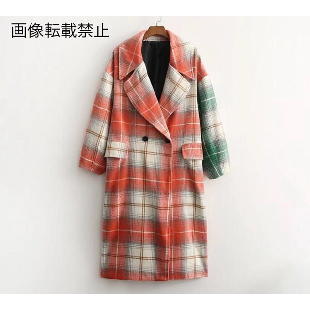 ZARA - 10月新作6401◆デザイン チェック柄 チェスターコート ロングコート