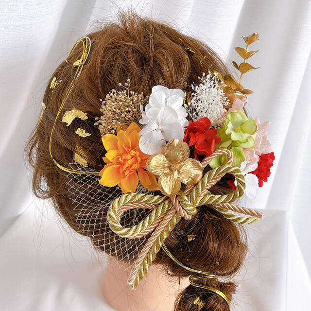 ドライフラワー髪飾り　成人式、結婚式、卒業式　39 ハンドメイドのアクセサリー(ヘアアクセサリー)の商品写真