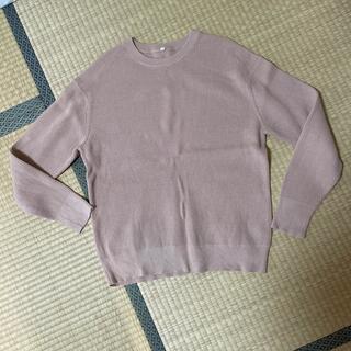 ムジルシリョウヒン(MUJI (無印良品))の無印良品 インド綿ワッフル編み クルーネックセーター XL ペールピンク(ニット/セーター)