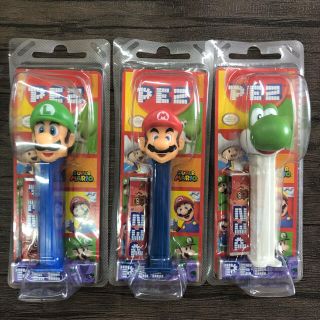 モリナガセイカ(森永製菓)のPEZペッツキャンディ☆スーパーマリオ☆ルイージ☆ヨッシーコレクションフィギュア(キャラクターグッズ)