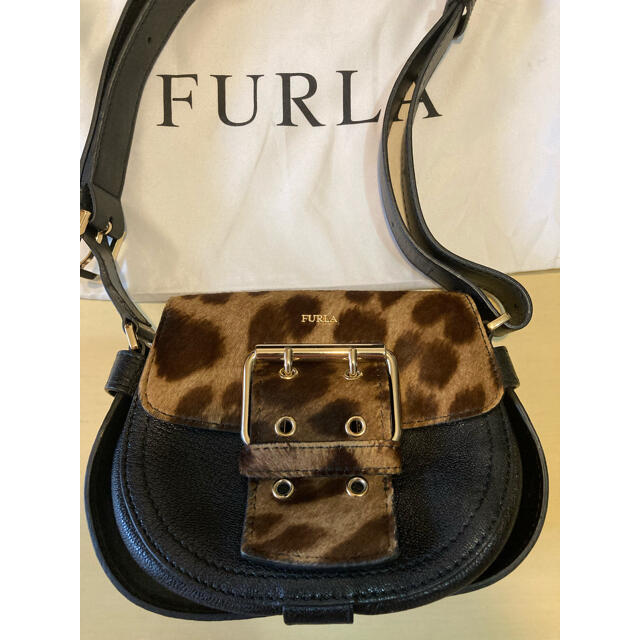 FURLAレオパードミニバッグ　黒フルラ