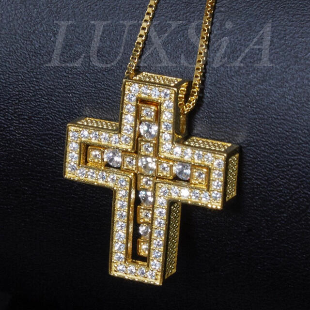 訳あり】☆ 24K ダブルクロスネックレス ゴールド ネックレス ☆ 24K ゴールド ダブルクロスネックレス