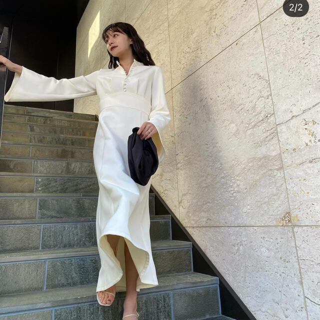 lor Frare sleeve dress Ecru Mサイズ 販売店 ロングワンピース/マキシ