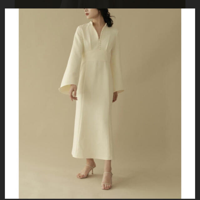 lor Frare sleeve dress Ecru Mサイズ 販売店 ロングワンピース/マキシ