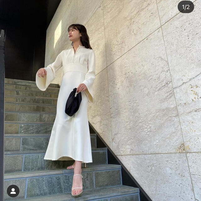 lor Frare sleeve dress Ecru Mサイズ 販売店 ロングワンピース/マキシ