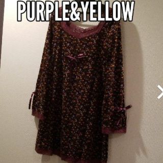 ワンピース　Purple&yellow(ひざ丈ワンピース)