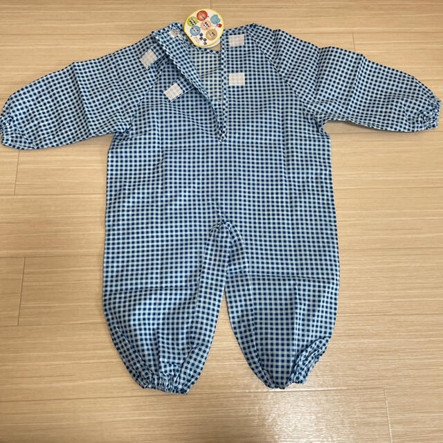 LINEN HOUSE お砂場着 青 ブルー チェック サイズ95  キッズ/ベビー/マタニティのキッズ服男の子用(90cm~)(その他)の商品写真