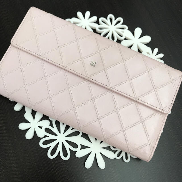 CHANEL シャネル 長財布 マトラッセ ビコローレ ピンク ココマーク CC