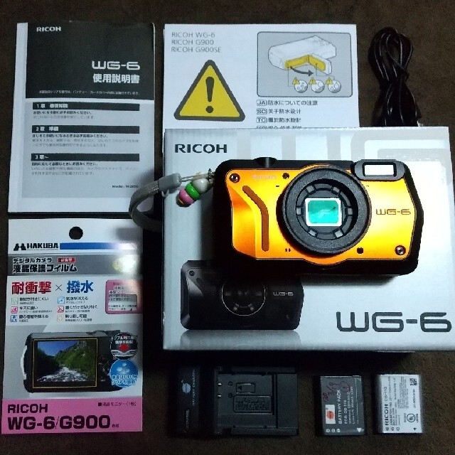 20000万画素撮像素子サイズRICOH 防水 デジタルカメラ WG WG-6 ORANGE (おまけ付き)