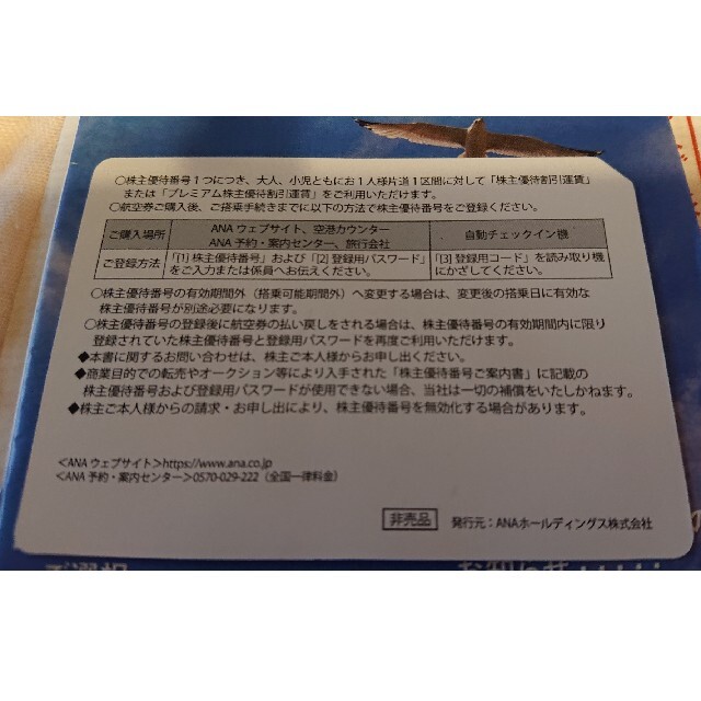 ANA(全日本空輸)(エーエヌエー(ゼンニッポンクウユ))のANA 株式優待券1枚   2022年5月末迄 チケットの優待券/割引券(その他)の商品写真