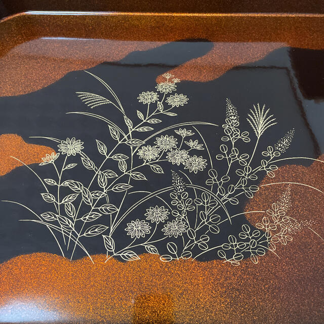いっちー様専用】お盆 雲秋草 合成漆器 盆 ユリア樹脂製 アミノ