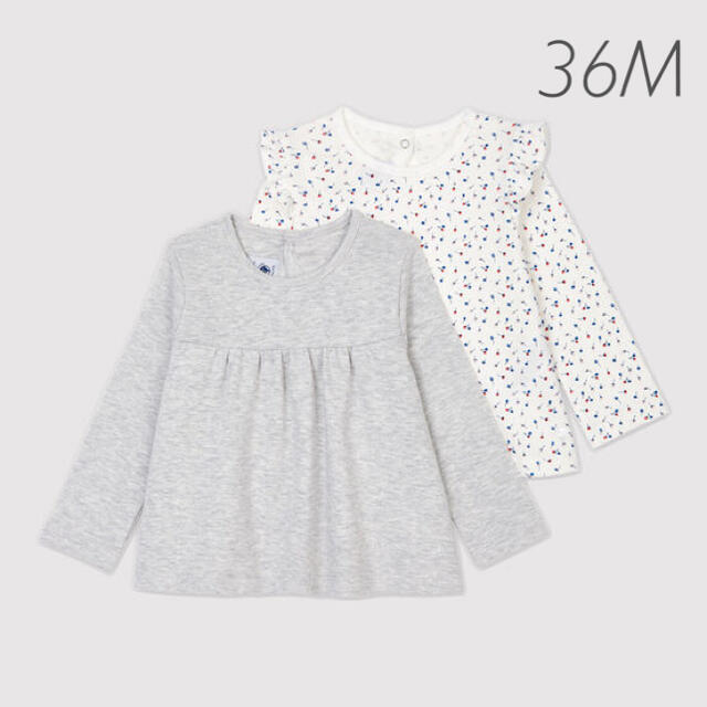 PETIT BATEAU(プチバトー)の新品未使用  プチバトー  長袖  カットソー  2枚組  36m キッズ/ベビー/マタニティのキッズ服女の子用(90cm~)(Tシャツ/カットソー)の商品写真