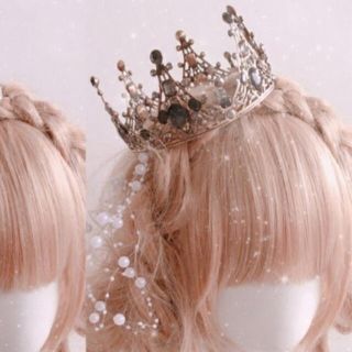 ベイビーザスターズシャインブライト(BABY,THE STARS SHINE BRIGHT)の黒王冠　ゴシックロリータ　やみかわ  vintage ハロウィン　結婚式　パンク(カチューシャ)