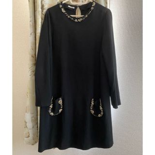 ミュウミュウ(miumiu)のmiu miu◆ブラックビジューワンピース ドレス 黒(ひざ丈ワンピース)