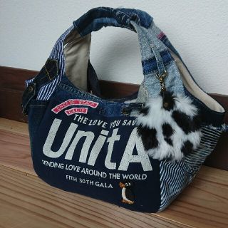 デニムダンガリー(DENIM DUNGAREE)のデニムリメイクトートバッグDDペンギンデニム&ダンガリーFITHUnitA(バッグ)