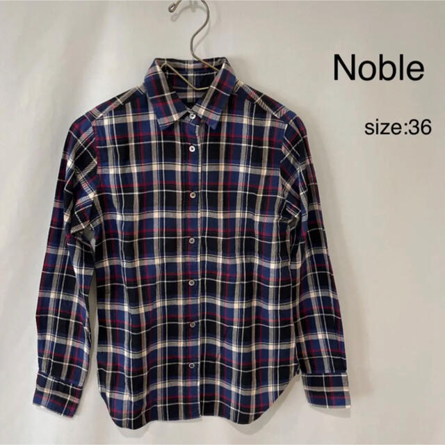 ノーブル Noble チェックシャツ シャツ トップス 36 レディース 黒 白