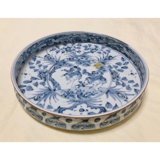 新品 京焼 清水焼 大野瑞昭 瑞昭窯（現在閉窯した） 染付 人物絵 鉢 皿 ...