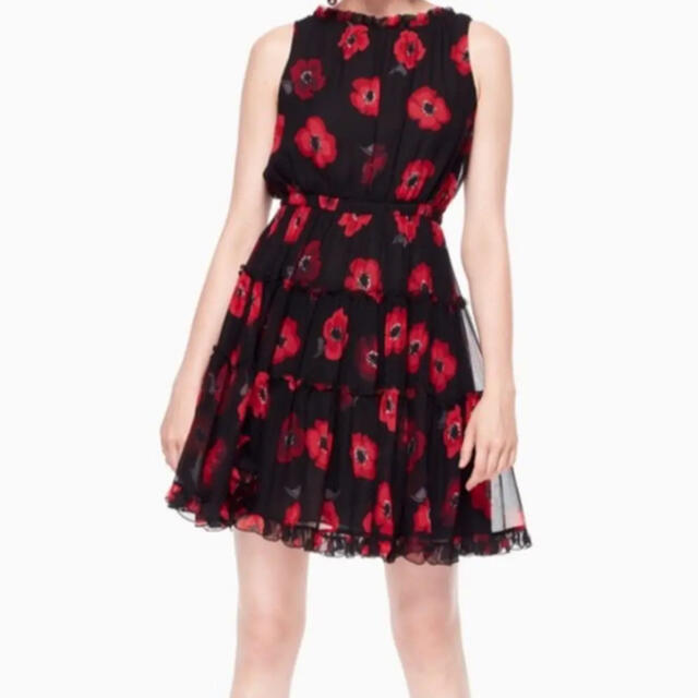 A4等級以上 【美品】kate spade 総柄ペプラムワンピース 0 S