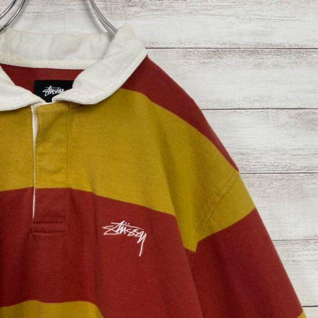 STUSSY(ステューシー)の【即完売モデル】ステューシー　ワンポイント刺繍ロゴ　ボーダー　ラガーシャツ メンズのトップス(ポロシャツ)の商品写真