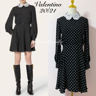 ヴァレンティノ(VALENTINO)の未使用【VALENTINO】2020-21レース襟付ドットワンピース(ひざ丈ワンピース)