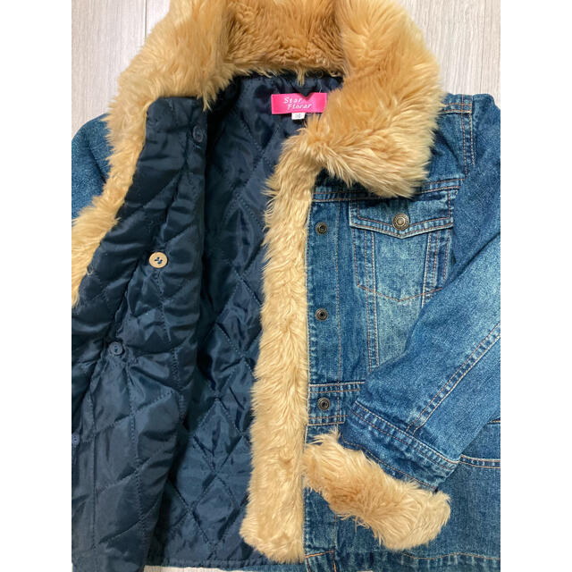 110ファー付デニムコート キッズ/ベビー/マタニティのキッズ服女の子用(90cm~)(コート)の商品写真