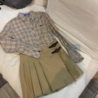 バーバリーブルーレーベル(BURBERRY BLUE LABEL)のバーバリー　極美品　ウールスカート (ミニスカート)