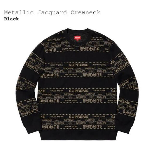 Supreme Metallic Jacquard Crewneck L 黒