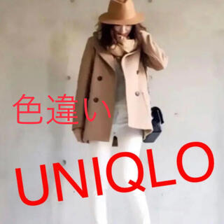 ユニクロ(UNIQLO)のウールブレンド　ピーコート　Pコート　ホワイト　白　ハーフ丈　ジャケット　コート(ピーコート)