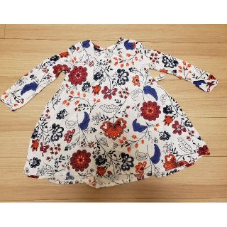 オールドネイビー(Old Navy)のOLD NAVY 白花柄　七分袖ワンピース100cm(ワンピース)