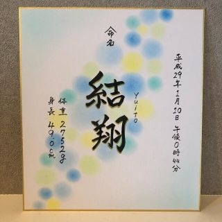 命名書　小サイズ　色紙　おしゃれ　手書き(命名紙)