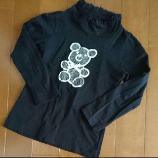 ベベ(BeBe)のべべ 長袖 カットソー ハイネック フリル くま キラキラ 100cm(Tシャツ/カットソー)