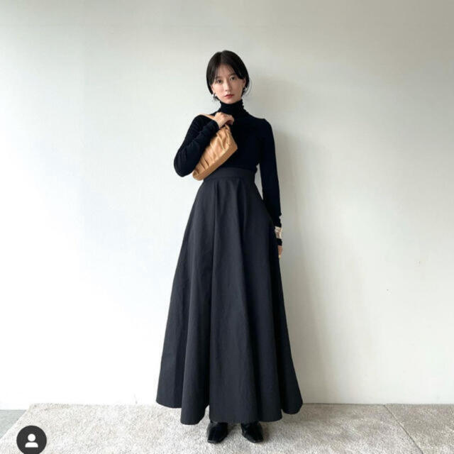 【メール便無料】 CLANE ブラック SKIRT MAXI FLARE VOLUME ロングスカート