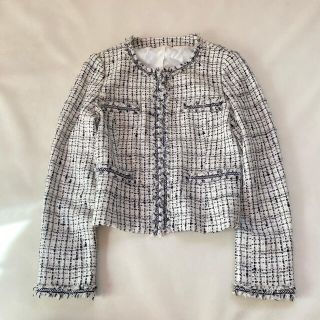 アナイ(ANAYI)の美品✨アナイ ノーカラージャケット ツイード 秋服 スーツ アウター 日本製(ノーカラージャケット)