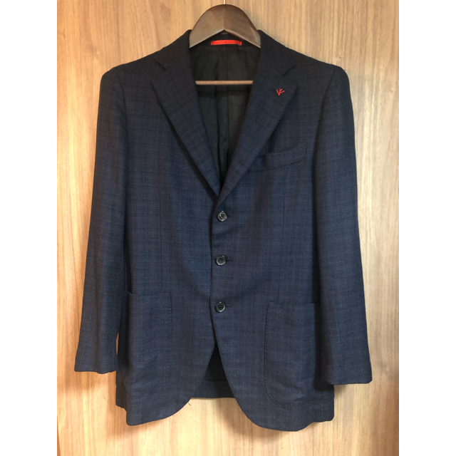 ISAIA】イザイア 最高級テーラードジャケット ツイード素材 ネイビー ...