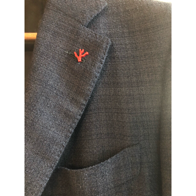 【ISAIA】イザイア　最高級テーラードジャケット　ツイード素材　ネイビー　46