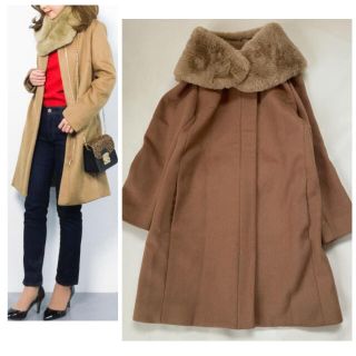 スローブイエナ(SLOBE IENA)の美品✨イエナ スローブ ロングコート ファー ノーカラー 秋服 冬服 アウター(ロングコート)