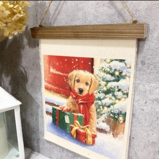 Xmas present dog ペーパーナプキン タペストリー(インテリア雑貨)